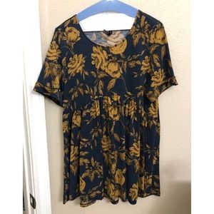 Navy and Mustard Floral Tee